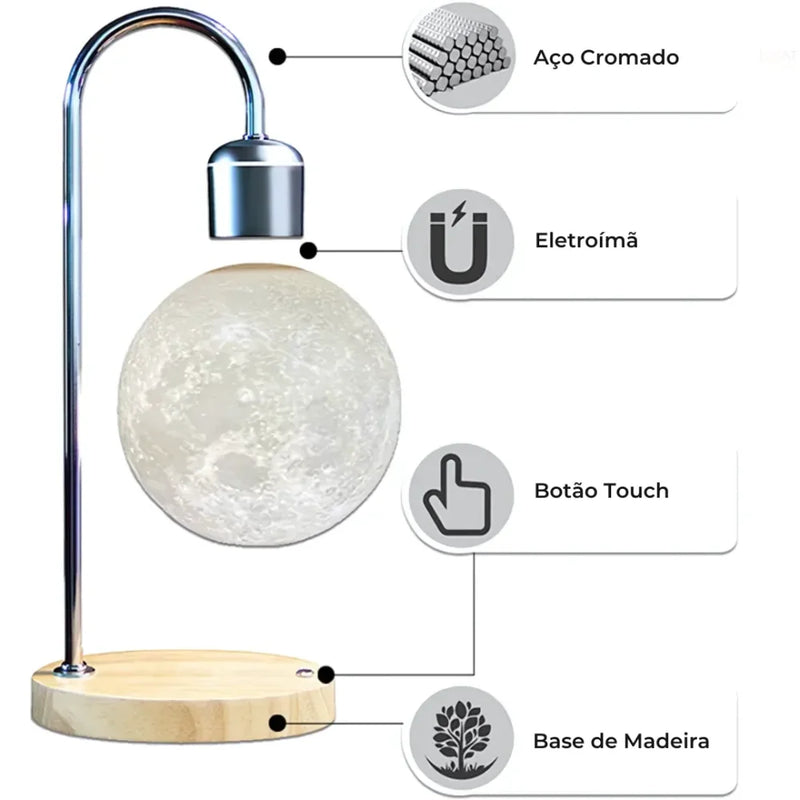 Luminária de Lua Flutuante Magnética - Aviz